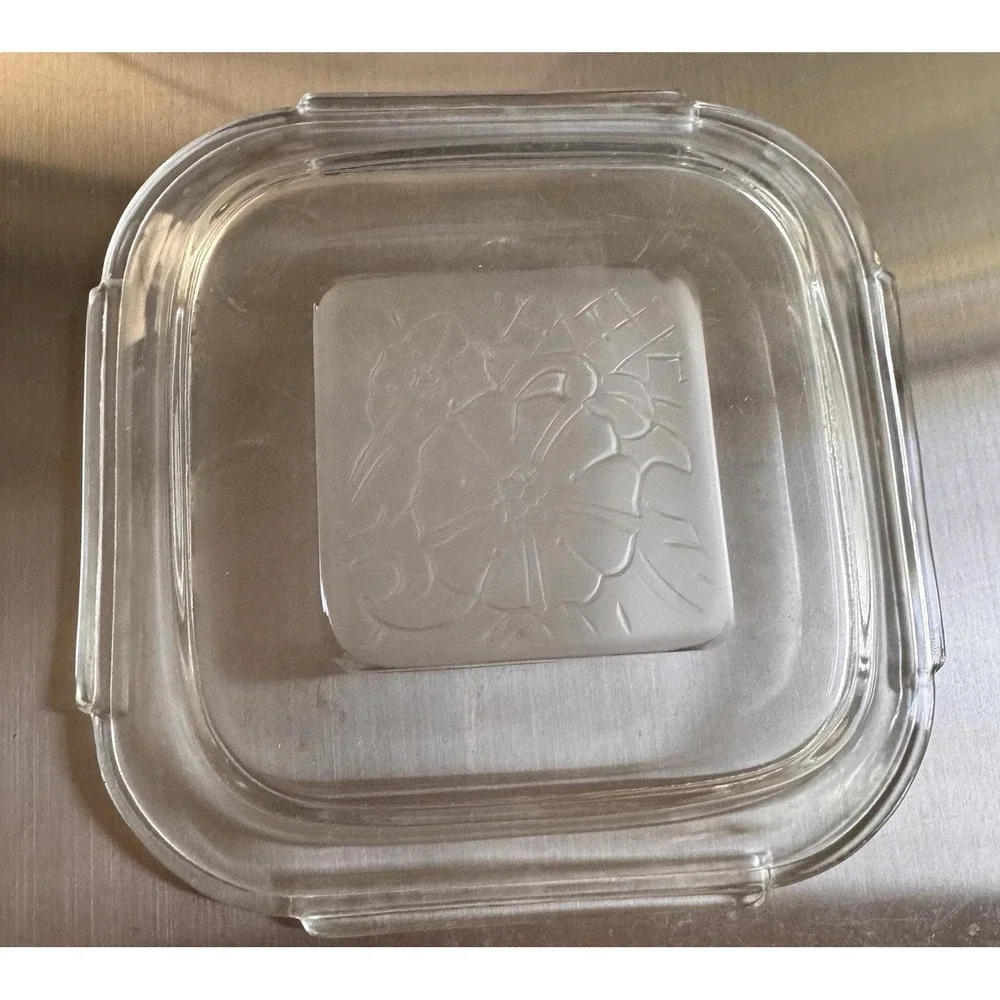 Vintage Serving Plate Tid Bit Hors d'oeuvres Glass with Frosted Design in Center